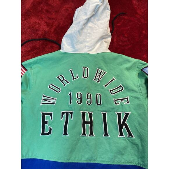 Ethik Worldwide Limited Release Small Rainbow Twill Hood Jacket Coat Y2K Patches - Picture 8 of 13